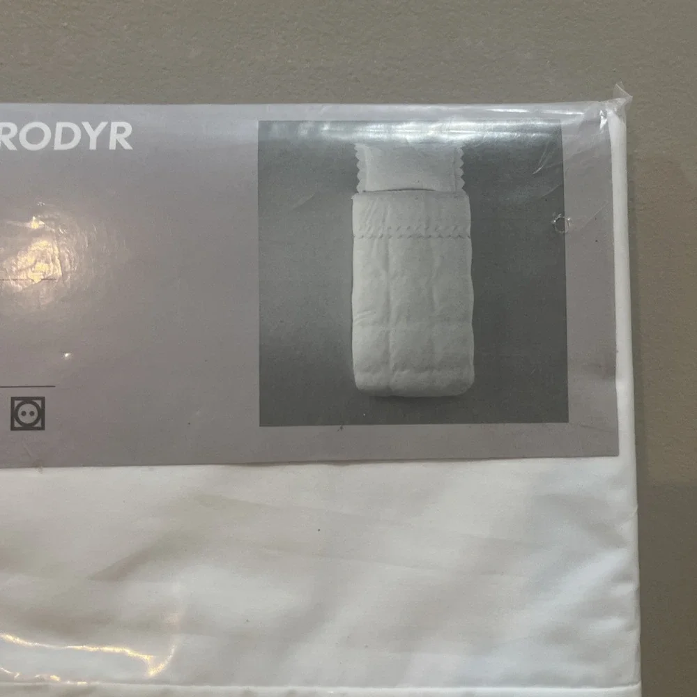 IKEA Alvine Brodyr Twin DUVET COVER Set‎ Scallop Edge WHITE Embroidered